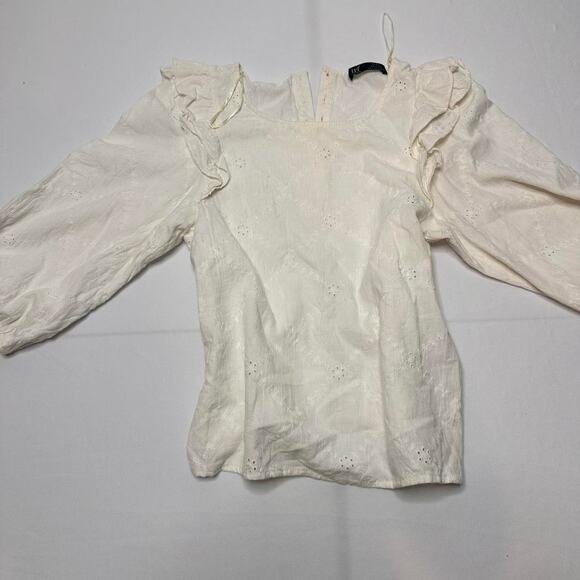 TRF Collection Zara Size Small Beautiful Cottage Core Romantic Cream Blouse - Picture 7 of 7